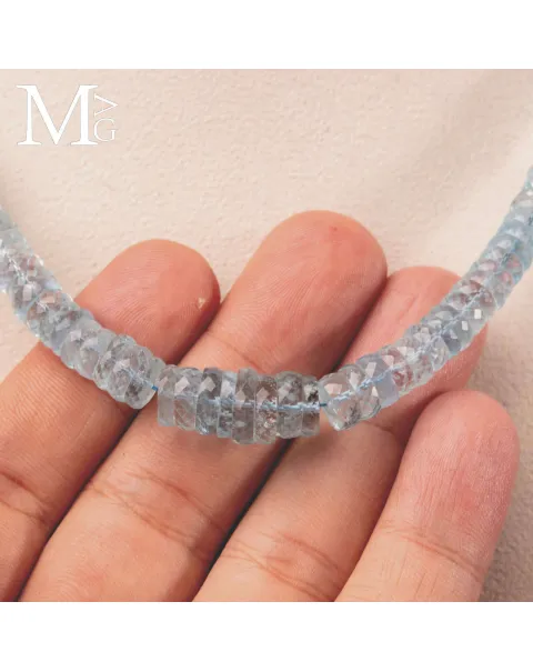 Collana in Acquamarina Naturale – Rondelle Sfaccettate.