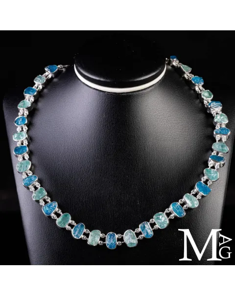 Collier in Argento con Acquamarina e Apatite Naturali