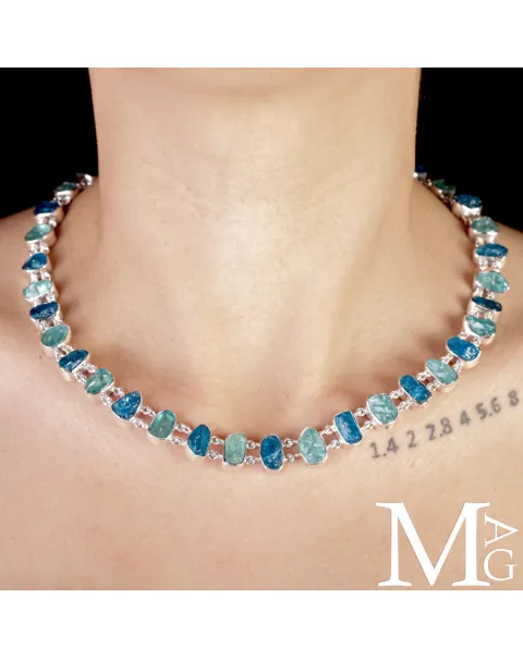 Collier in Argento con Acquamarina e Apatite Naturali