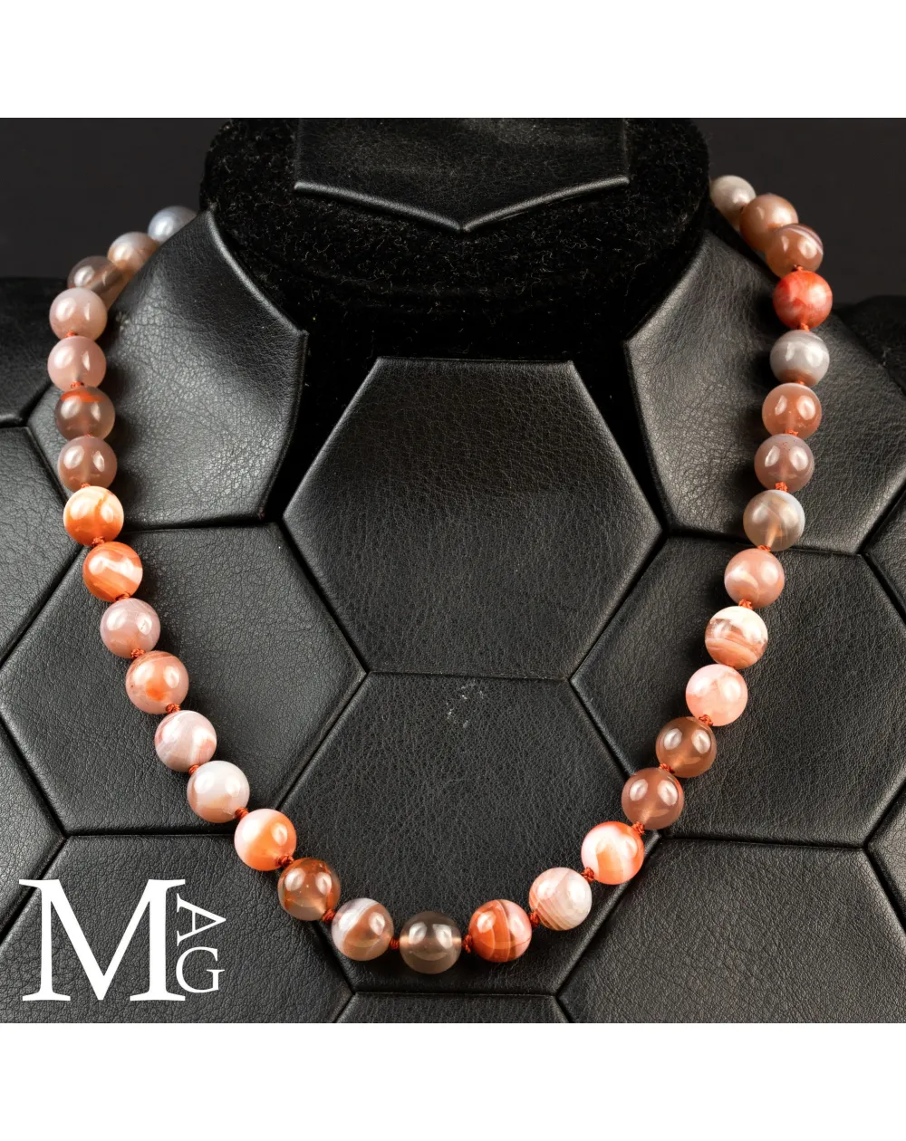 Collana in Agata Rossa del Botswana – Toni caldi e venature uniche