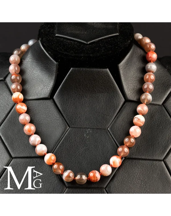Collana in Agata Rossa del Botswana – Toni caldi...
