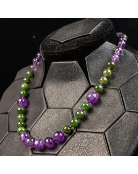 Collana di Giada Verde e Ametista Viola.