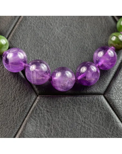 Collana di Giada Verde e Ametista Viola.