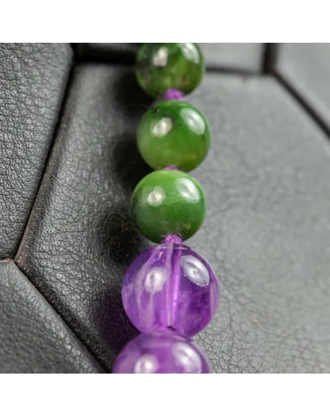 Collana di Giada Verde e Ametista Viola - Colori della Natura.