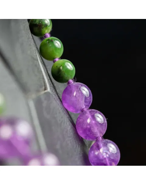 Collana di Giada Verde e Ametista Viola - Colori della Natura.