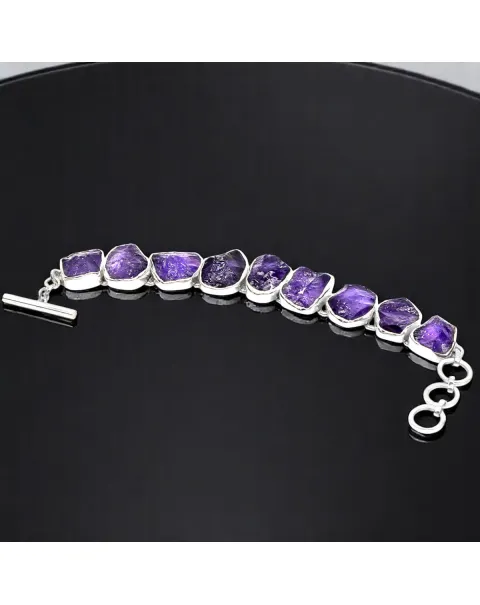 Bracciale in Argento 925 con Ametiste Boliviane Grezze.