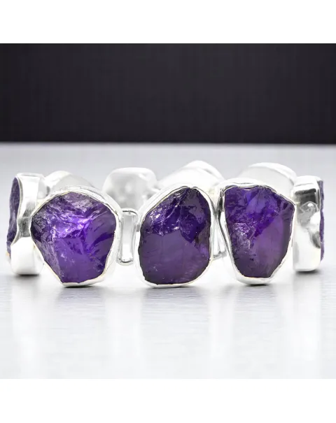 Bracciale in Argento 925 con Ametiste Boliviane Grezze.