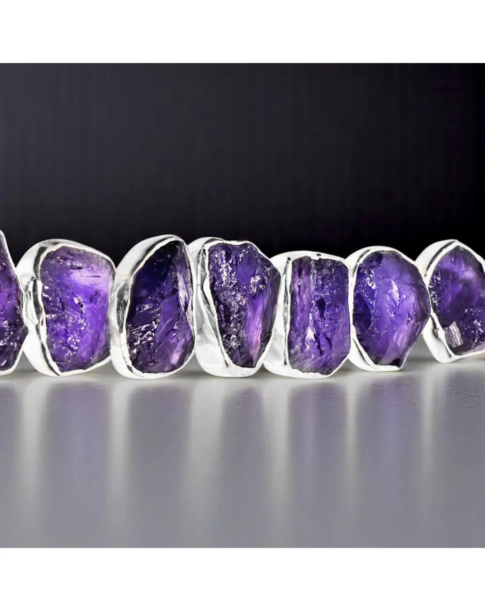 Bracciale in Argento 925 con Ametiste Boliviane Grezze.