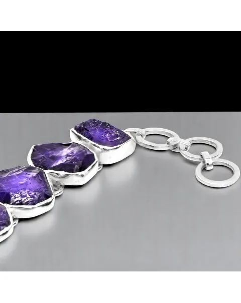Bracciale in Argento 925 con Ametiste Boliviane Grezze.