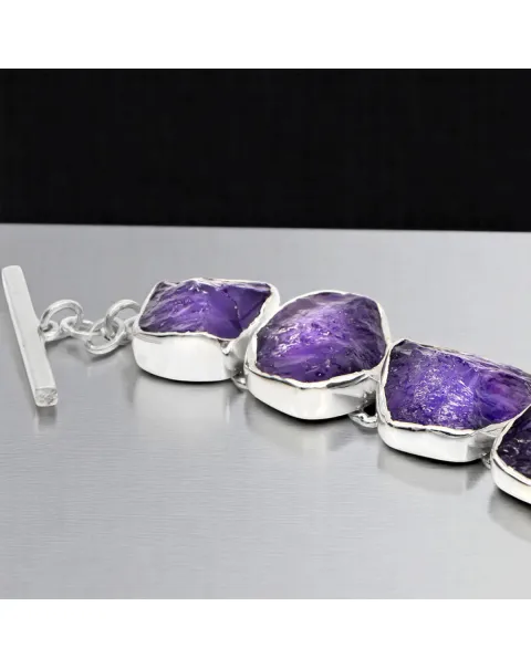 Bracciale in Argento 925 con Ametiste Boliviane Grezze.