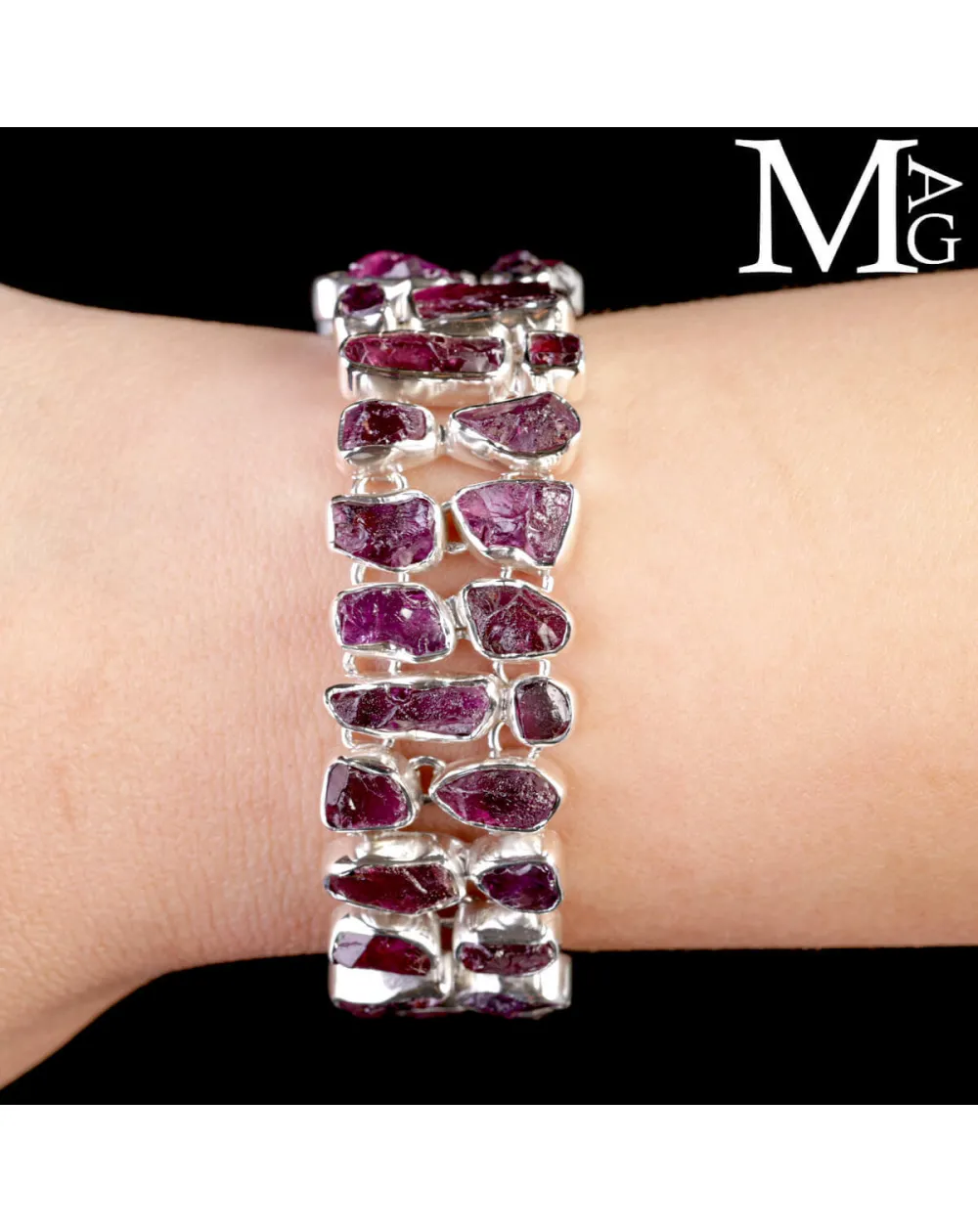 Bracciale in argento con ametista boliviana.
