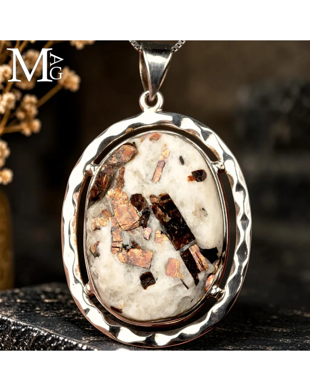 Ciondolo in Argento con Astrophyllite Naturale.