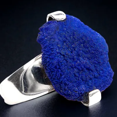 Anello  in Argento con Azurite dei Monti Urali.