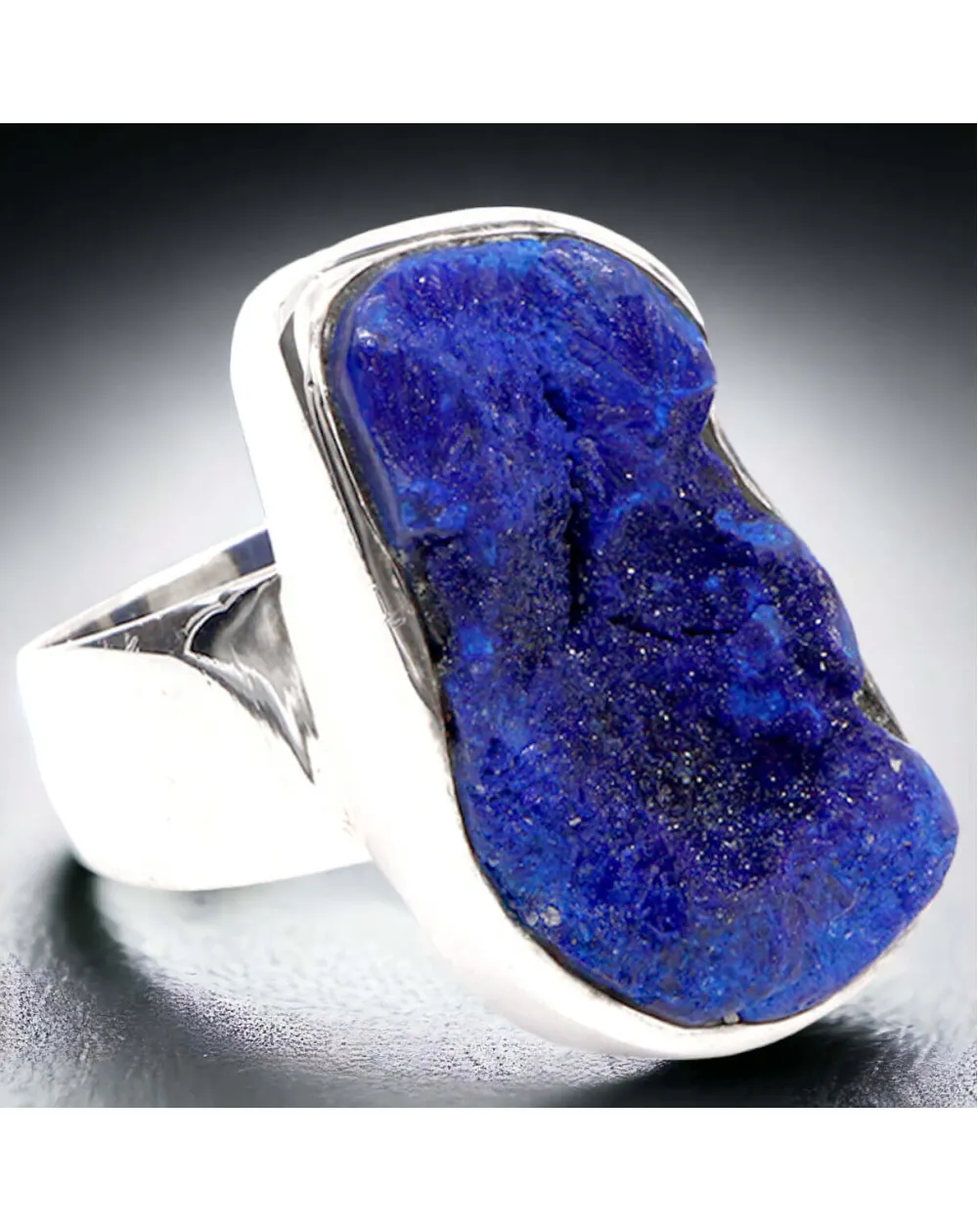 Anello con Raro Geode di Azzurrite
