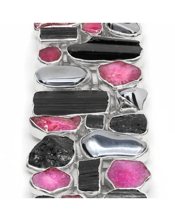 Bracciale Mosaico di Gemme Rubino - Black Tormalin...