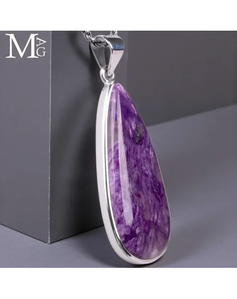 Ciondolo in Argento con Charoite - Goccia