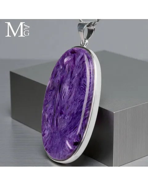Ciondolo in Argento - Charoite dalla Siberia.