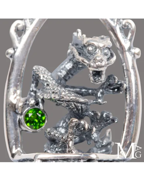 Ciondolo Drago in Argento con Lapis, Opale, Ametista e Peridoto.