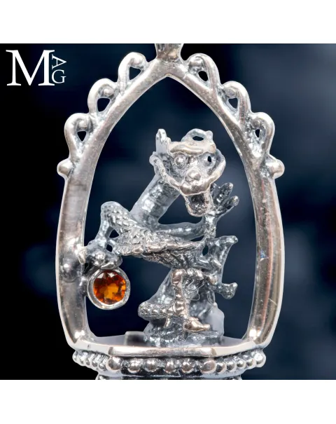 Amuleto Drago in Argento con Lapis, Opale e Tormaline.