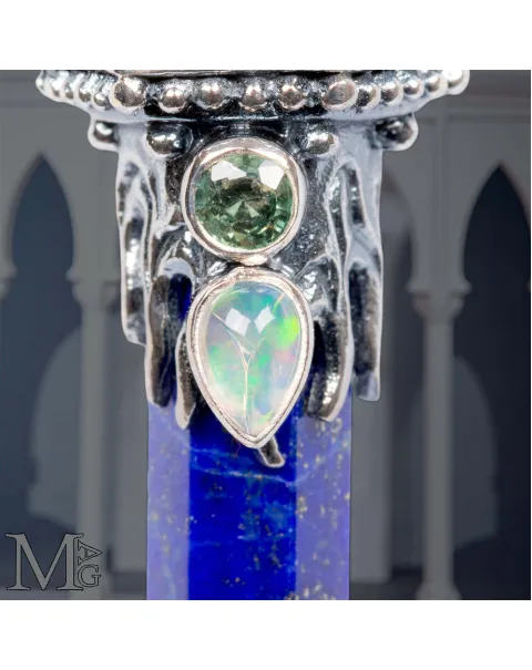 Amuleto Drago in Argento con Lapis, Opale e Tormaline.