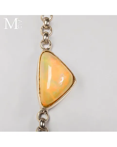 Collier Alato in Argento con Opali Etiopi, Crisoprasio, Smeraldo, Quarzo e Rubino