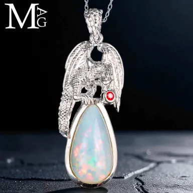 Ciondolo in Argento Linea Dragon con Opale Etiope ...