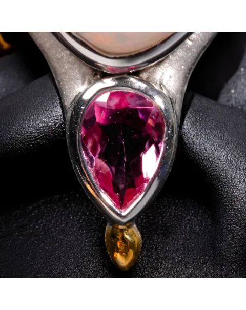 Ciondolo in Argento Satinato e Oro con Opale, Rubino e Tormaline..