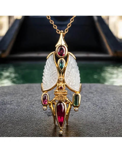 Capolavoro di Gioielleria: Argento Placcato oro 18K con Tormaline e Diamanti.