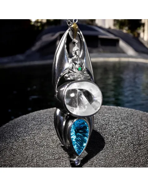 Custode di Luce: Manifestation Quartz - Topazio Swiss Blue - Tanzanite - Smeraldo Colombiano - Diamante.