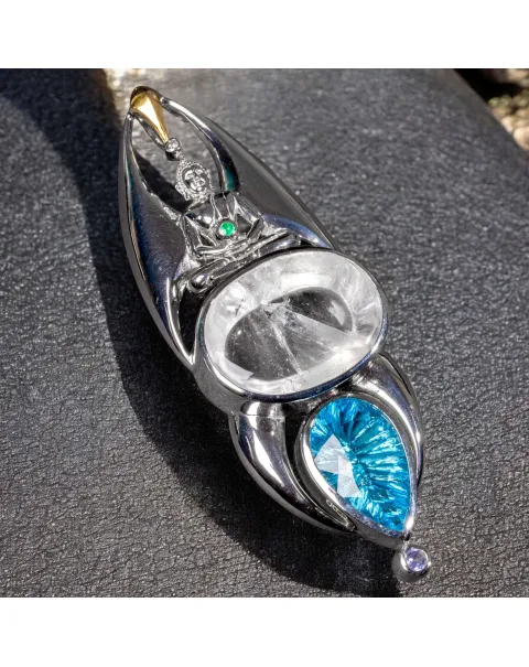 Custode di Luce: Manifestation Quartz - Topazio Swiss Blue - Tanzanite - Smeraldo Colombiano - Diamante.