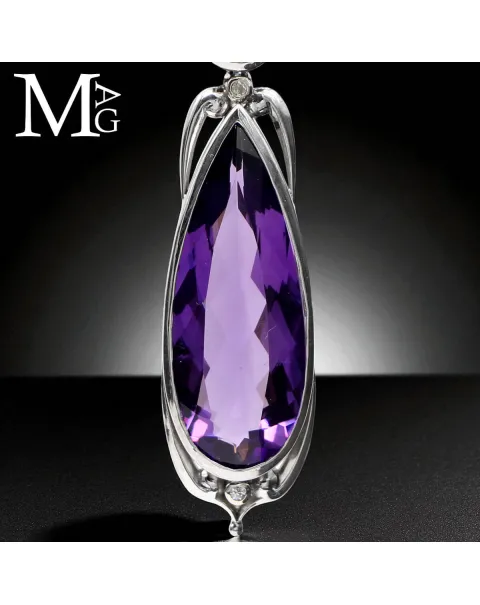 Orecchini in Argento con Ametista Boliviana, Peridoto e Diamanti – Design Contemporaneo ed Elegante.