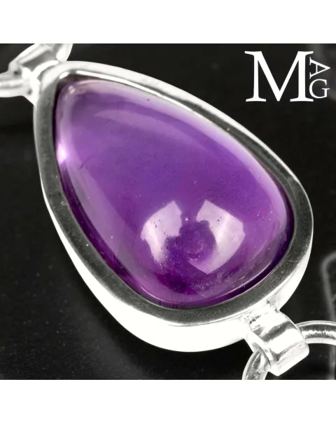 Bracciale artigianale in Argento con Ametiste Boliviane e Quarzo Manifestation.
