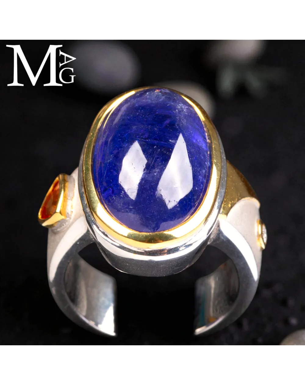 Anello in Argento e Oro 18K - Tanzanite, Zaffiro e Diamante
