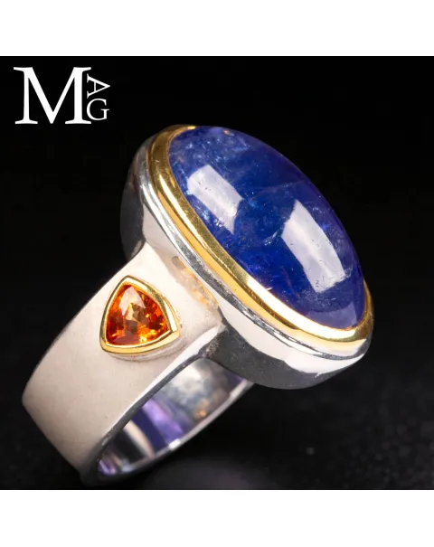 Anello in Argento e Oro 18K - Tanzanite, Zaffiro e Diamante