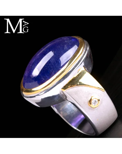 Anello in Argento e Oro 18K - Tanzanite, Zaffiro e Diamante