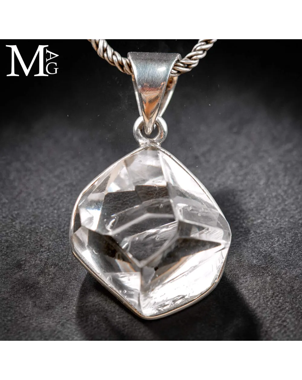 Ciondolo in Argento 925 con Herkimer Diamond – Quarzo Biterminato Naturale
