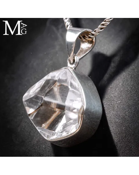 Ciondolo in Argento 925 con Herkimer Diamond – Quarzo Biterminato Naturale