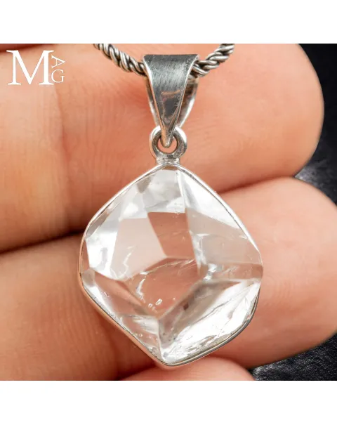 Ciondolo in Argento 925 con Herkimer Diamond – Quarzo Biterminato Naturale