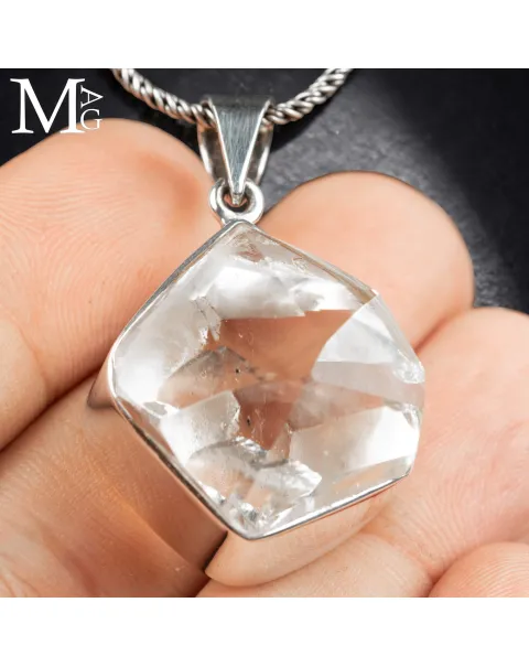 Ciondolo in Argento 925 con Herkimer Diamond – Quarzo Naturale Biterminato