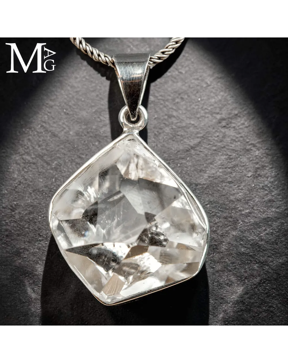 Ciondolo in Argento 925 con Herkimer Diamond – Quarzo Naturale Biterminato