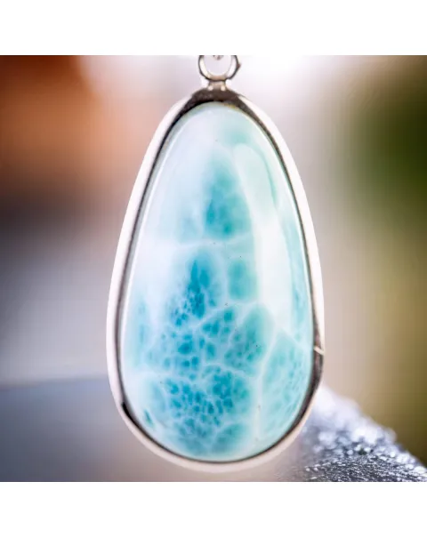Ciondolo in Argento con Larimar, la Pietra della Bellezza Caribica.