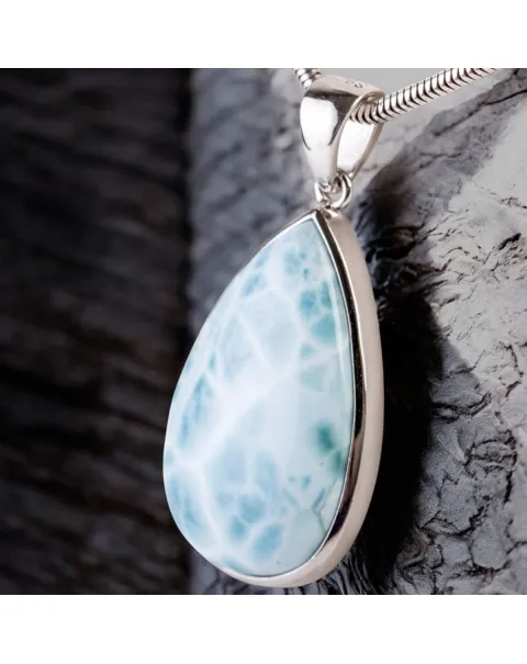 Ciondolo in Argento con Larimar, la Pietra della Guarigione e dell'Illuminazione.