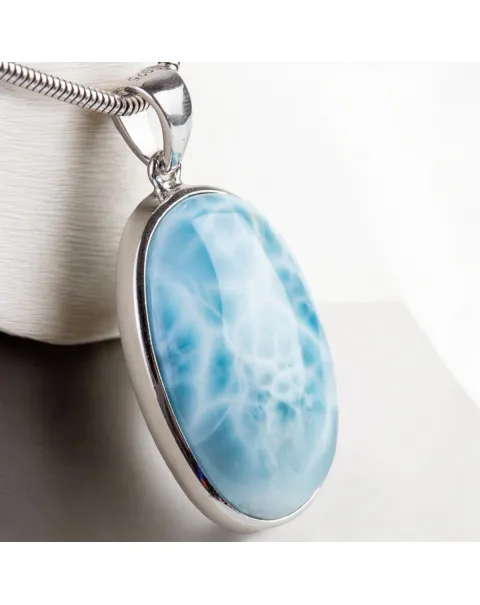 Ciondolo in Argento con Larimar, il Paradiso Terrestre.