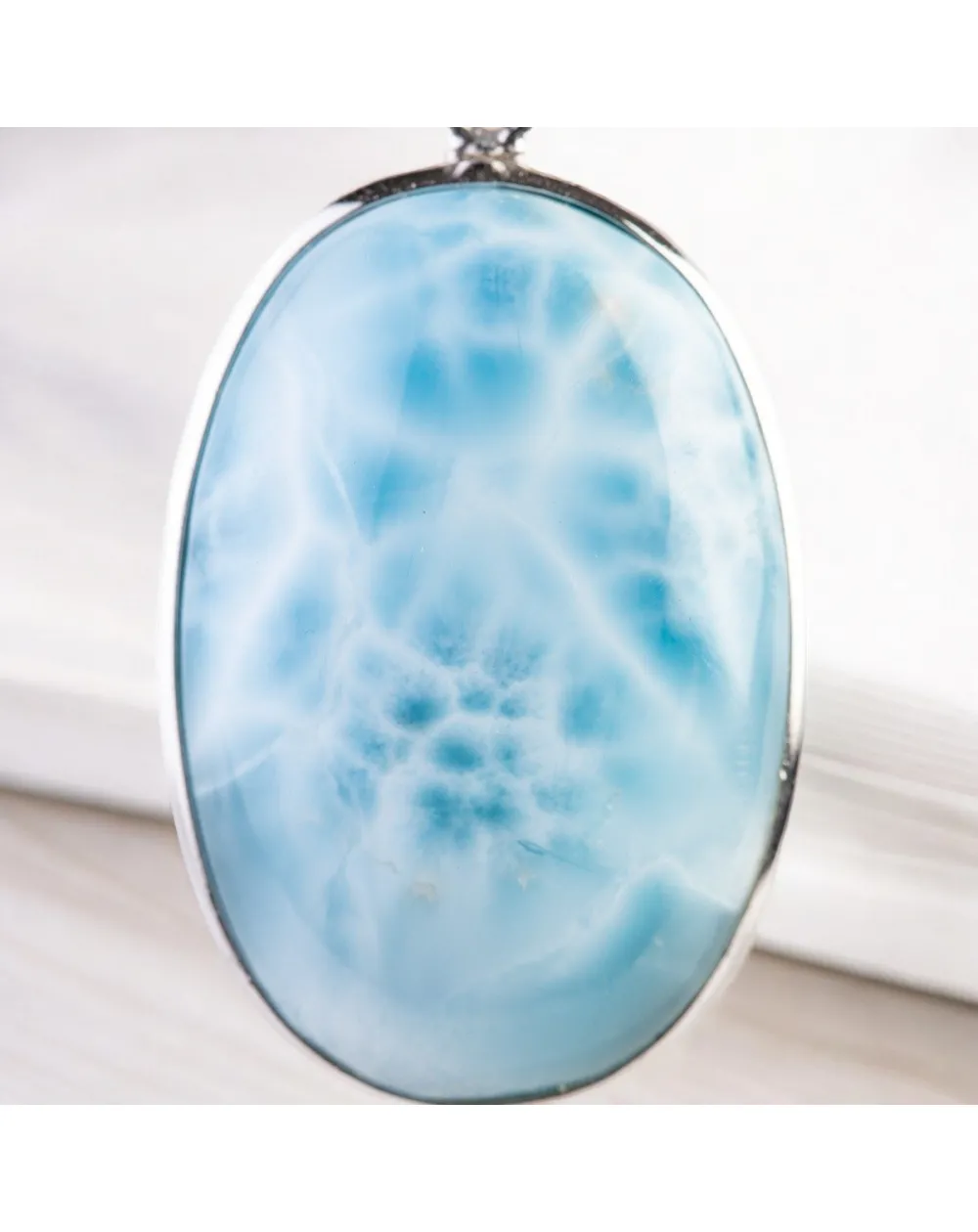 Ciondolo in Argento con Larimar, il Paradiso Terrestre.