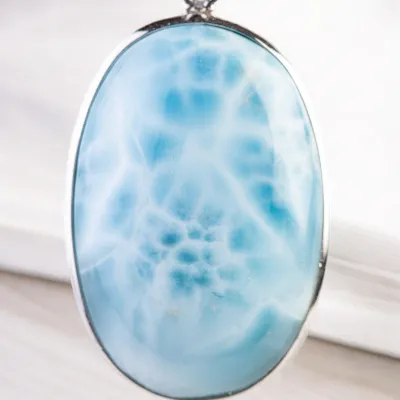 Ciondolo in Argento con Larimar, il Paradiso Terrestre.