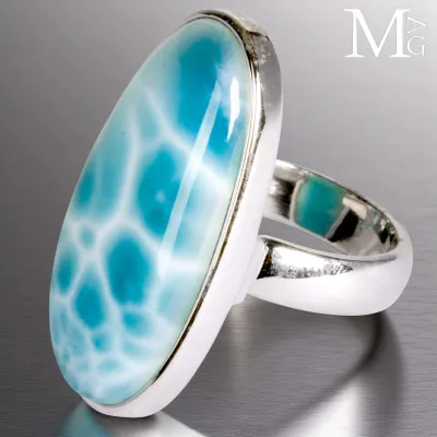 Anello in Argento 925 con Larimar dei Caraibi.