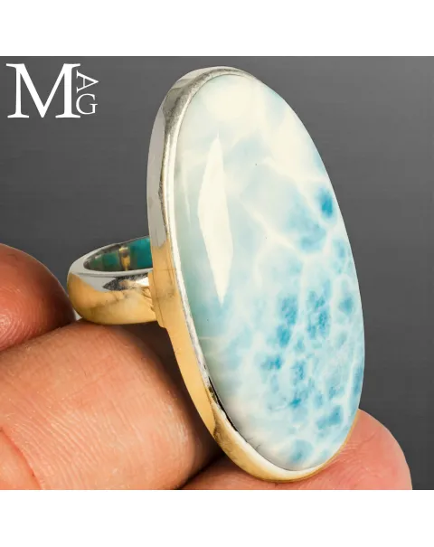 Anello in Argento con Larimar dei Caraibi