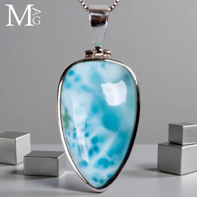 Ciondolo in Argento con Larimar Naturale