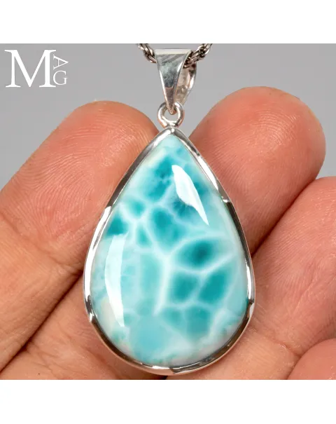 Gioiello Goccia di Larimar in Argento.