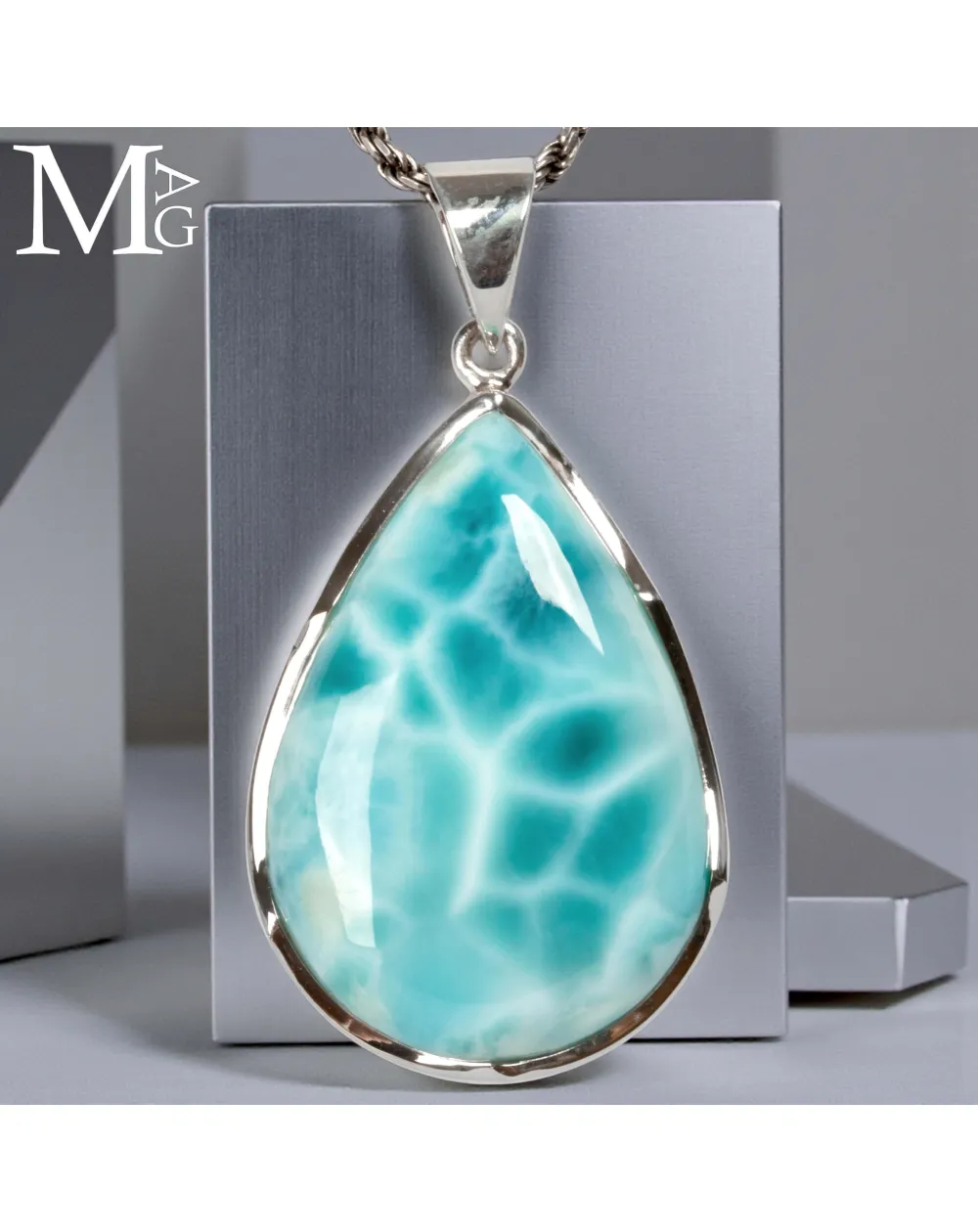 Gioiello Goccia di Larimar in Argento.